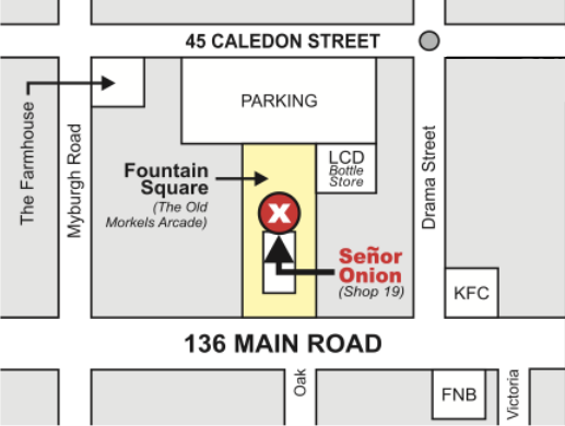 Map showing the location of Senõr Onion Mexican Deli