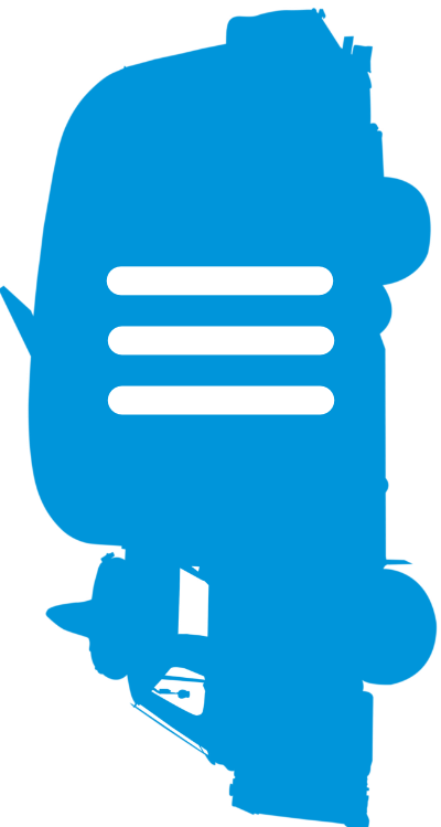 Senor Onion Mexican Deli food truck silhouette in blue with mobile hamburger menu inside.