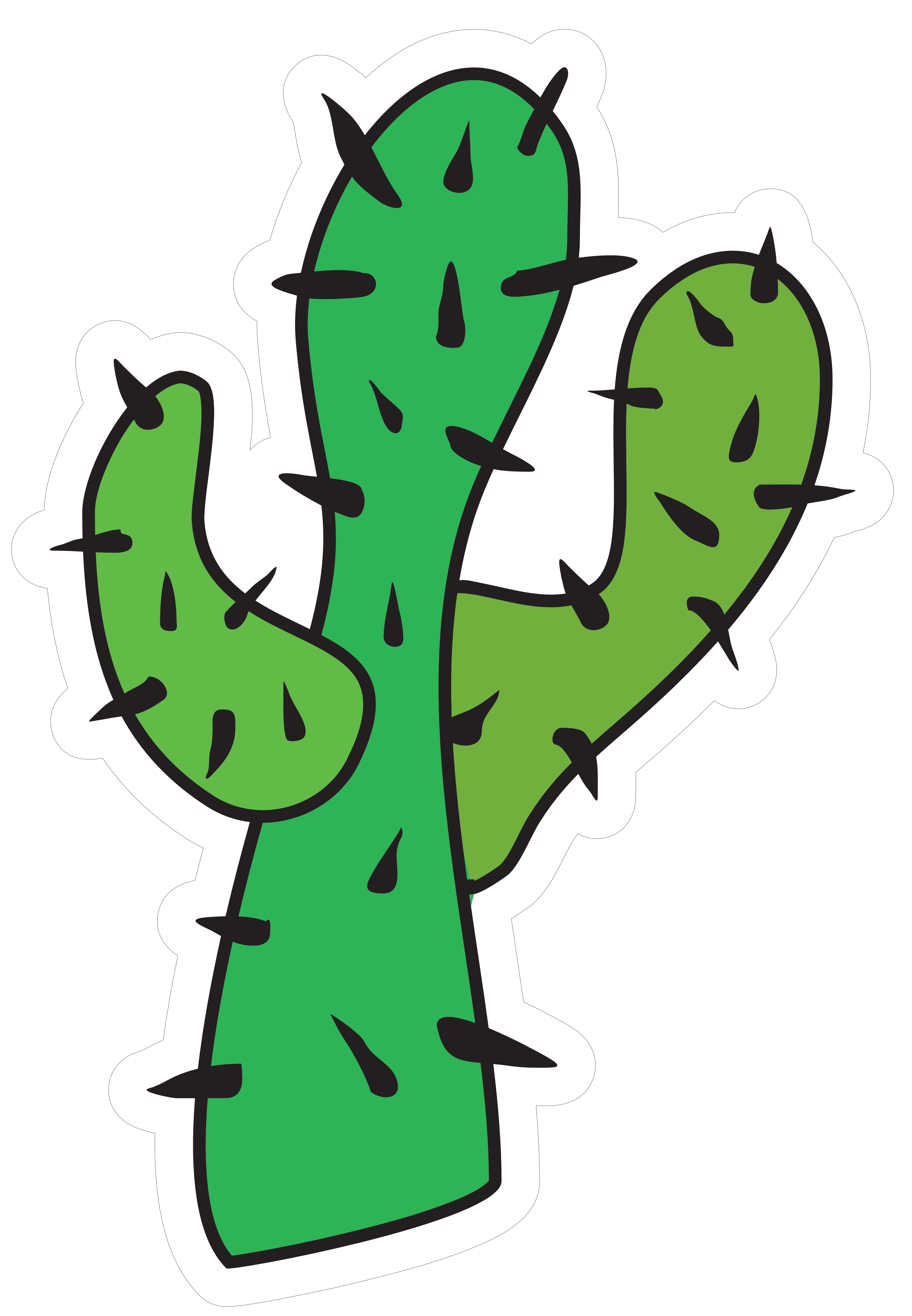 Colourful hand-drawn cartoon image of a cactus.